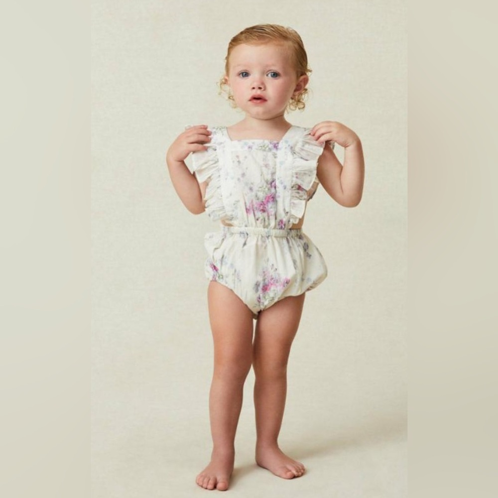 LoveShackFancy Baby Cantare Pinafore Berry Medley 6-12 mo. EUC